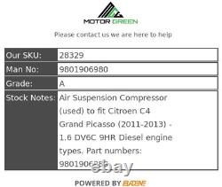 Citroen C4 Grand Picasso 2011-2013 Air Suspension Compressor 9801906980