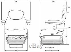 Kab 85 / E6 De Luxe Tracteur Seat Air Suspension 12v Inc Pivotant Et Appuie-tête Accoudoirs